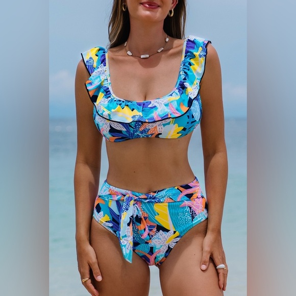 Bluebell Blossom Floral Blue Bikini Set - Picture 1 of 6